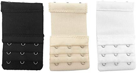 Yesmin Pack of 3 Bra Strap Extenders Extensions Elastic Extender Set 3 Hooks (White, Black and Skin Colors)