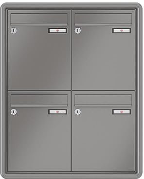 RENZ / RS3000 / 4er Unterputz-Briefkastenanlage Einbau-Briefkasten/RAL-Farbe 9007 Volumen 8 L/Dein-Briefkasten.de