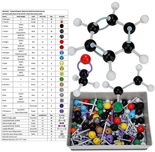Dioche 267 Piezas Atom Link Model Química Electron Orbit Structure Set, Atom Molecular Models Links Kit de Enseñanza Estructuras Inorgánicas, para Profesores Estudiantes Clases de Química