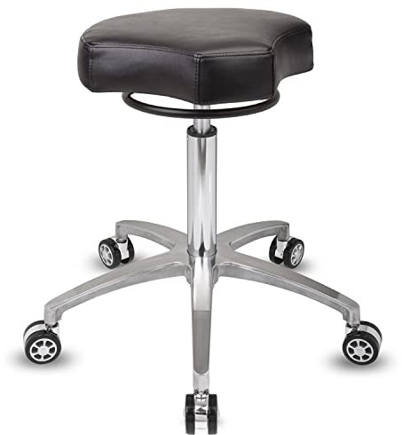 Staboos Rollhocker bis 160 kg - Ergonomisch geformter Sitz mit Ringauslösung - Drehhocker Praxishocker höhenverstellbar (55 cm bis 75 cm)