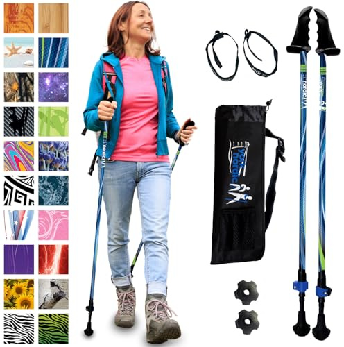York Nordic Motivator Walking Poles for Balance and Rehab - Patented Stability Grips - Lightweight, Adjustable, and Collapsible - 2 Pieces Adjustable w/flip Locks - Heights 4'6 up to 6'2 - 230 lbs
