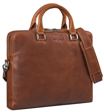 STILORD 'Jill' Vintage Businesstasche Leder Damen Aktentasche Echtleder Laptoptasche 15,6 Zoll elegant Handtasche Laptop Tasche für Arbeit Büro Uni, Farbe:sila - braun
