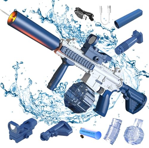 TGKYK Pistola ad Acqua Elettrica per Adulti e Bambini, 500CC Pistola Acqua Elettrica con 2 Serbatoi Dacqua, Fucile ad Acqua Elettrico, Pistola Dacqua per Piscina, Spiaggia, attività Allaperto