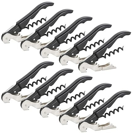 PULLTAP'S GENUINE Classic 500 Negro (LOTE de 10 unidades) - Sacacorchos de camarero para uso profesional - Fabricado en España - Incluye doble palanca articulada, navaja cortacápsulas y abrebotellas