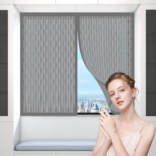 Magnetic Thermal Insulated Door Curtain 40 x 80 cm, Insect Protection Door No Gap, Side Opening Magnetic Screen, Thermal Door Curtain, for Keeping Out Flies & Bug, Grey