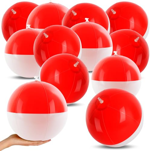 AXBMM 12PCS Beach Ball Set-12Inch Vibrant Red & White -Themed Inflatable Balls for Kids' Cartoon Birthday Parties, Summer Pool Games,Animated Decorations,Bulk Party Favors,Beach-Themed Events