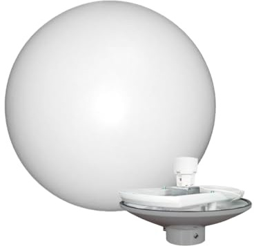 EXTRUMOL Kit de Iluminación Exterior – Difusor Esférico Polietileno 50CM Opal + Base Policarbonato E-27 Gris – Ideal para Jardines, Parques, Caminos y Espacios Públicos