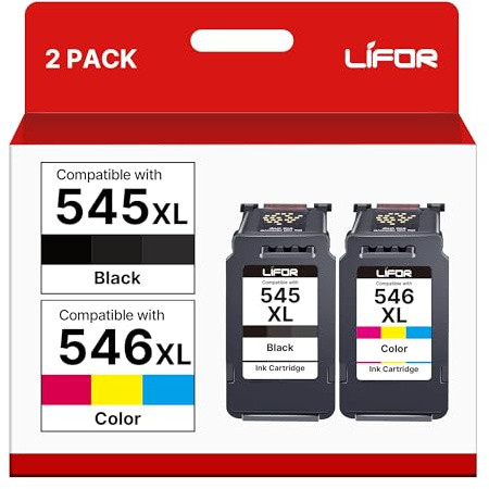 LIFOR 545XL Black 546XL Colour Printer Ink Replacement for Canon 545 546 Ink Cartridges PG-545 CL-546 XL for Pixma TS3350 TS3355 TS3150 TS3300 TR4550 MG2550S MG3050 TR4500 TS3100 TR4551 TR4650 MX495