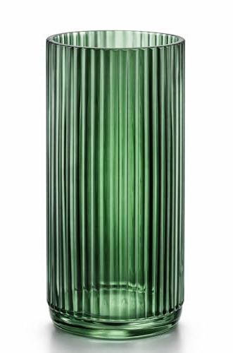 EVERGOODS Glass Vase Ribbed Glass Flower Vase Premium Thickened Green Glass Vase Nordic Minimalist Crystal Flower Vase Crystal Flowers Vase 19.5cm for Flowers