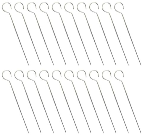MAGICLULU Brochetas de Metal para Barbacoa 20 Piezas, Acero Inoxidable 2,5x15 Cm, Reutilizables, Resistentes y Afiladas, Accesorio para Parrilla y Cocina al Aire Libre, Palitos para Carne