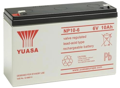 Yuasa NP10-6 6V Lead Acid Battery, UPS Backup Alarm and Emergency Battery (Pack of 1)