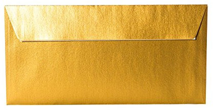 Paper24 25 Briefumschläge DIN Lang - 100 g/m² - Gold Metallic - 110 x 220 mm 11 x 22 cm, selbstklebend mit Abziehstreifen