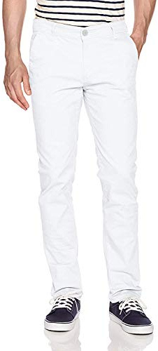 WT02 Men's Long Basic Stretch Skinny Chino Pant, White(New), 32X30