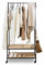 LIFA LIVING Kleiderständer auf Rollen, Schwarze Kleiderstange für Schlafzimmer aus Holz & Metall, Mobiler Garderobenständer mit Schuhregal & 2 Ablagen, 176x43x84cm