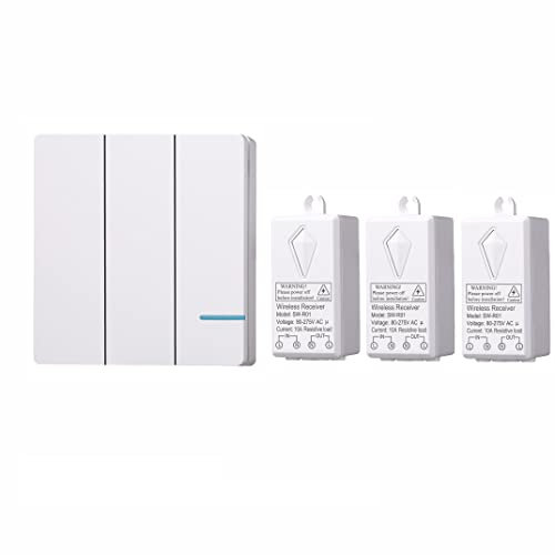 Mengshen Kit De Commutateur De LumièRe Sans Fil - Interrupteur Mural TéléCommandé Idéal Pour Lampes D'Intérieur, Sans Câblage, étanche à L'eau IP54 Et Allant Jusqu'à 100 Pieds