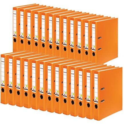 Original Falken 25er Pack PP-Color Kunststoff-Ordner. Made in Germany. 5 cm schmal DIN A4 orange Ringordner Vegan Aktenordner Briefordner Büroordner Plastikordner Schlitzordner