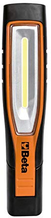 Beta 1838S Gelenk-LED-Lampe (700 Lumen Arbeitsleuchte, aufladbare Inspektionslampe, 180 Grad schwenkbar, doppelte Leuchtstärke, mit Ladegerät, Gehäuse aus rutschfestem Gummi), Schwarz/Orange