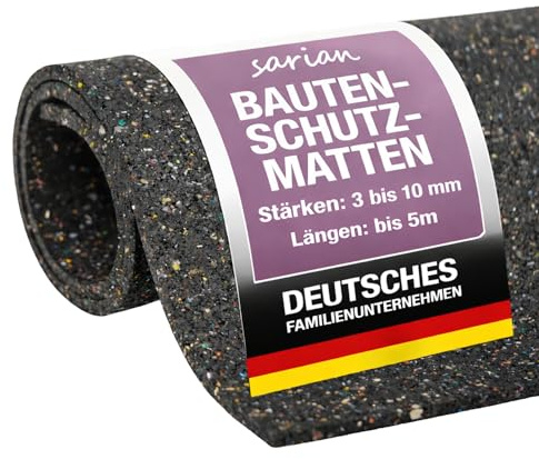 sarian Bautenschutzmatte 3mm stark 5000mm x 1000mm (5m x 1m) LxB Gummimatte Ladungssicherung Schutzmatte