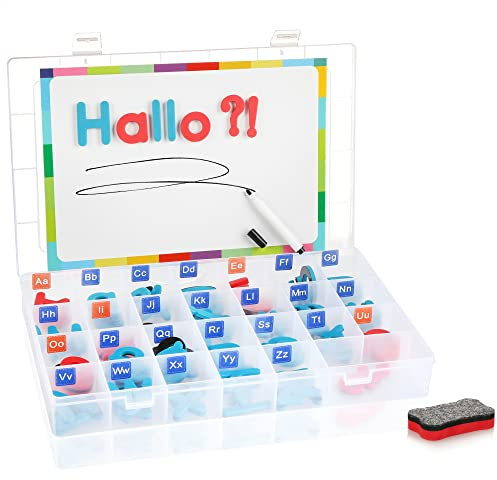 Robin Goods® 104-teiliges Magnet-Buchstaben-Set - Magnettafel mit Buchstaben, Stift und Schwamm - Lerntafel für Kinder (104 teilig - Bund)