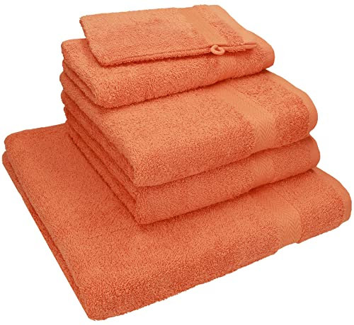 Betz 5-TLG. Handtuch - Set Nice Pack 100% Baumwolle 1 Duschtuch 2 Handtücher 1 Gästetuch 1 Waschhandschuh Farbe orange