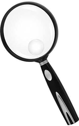 Feosky Hand-Leselupe, 10-fache 30-fache Lupe, 75 mm bruchsichere Linse, rutschfester Griff für Erwachsene, enge Arbeit, Senioren, Lesen und Kinder, Naturerkundung, Hobby-Beobachtung (Silber)