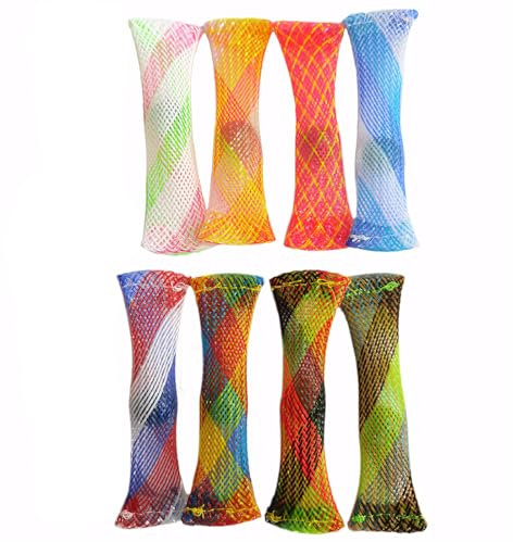 EIHI 8 Stück Gewebter Netzschlauch Mit Marmorspielzeug, Fidget Toys, Sensorisches Spielzeug, Mesh-Fingerspitzenspielzeug, Angstabbau, Spielzeug Zum Stressabbau Für Menschen Mit Adhs Add OCD