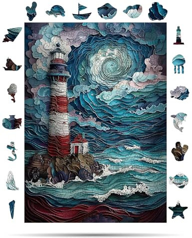 Crafthub Premium Holzpuzzle für Erwachsene & Kinder – Leuchtturm Design – 272 Teile – Hochwertiges Holz mit UV-Druck
