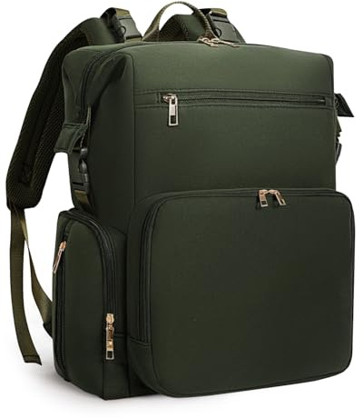 CEI-CEI Baby Wickeltasche/Rucksack mit Isolierter Flaschentasche, Wasserdichtes Neoprengewebe, Wickelrucksack Groß, Windeltasche für Unterwegs Mommy Bag mit Wickelunterlage (Armeegrün)