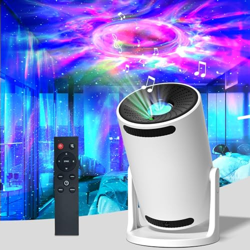 Stjärnhimmel, projektor med 15 ljuslägen, Bluetooth-högtalare och timer – 180° vridbar dimprojektor nattlampa med fjärrkontroll – Galaxy planetariprojektor för sovrum