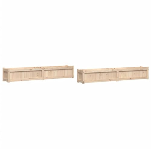 AUVYI Lot de 2 jardinières de balcon surélevées - Jardinières décoratives - Durable et résistant à la pourriture - Parfait pour balcon, jardin, terrasse - Marron - 180 x 31 x 31 cm