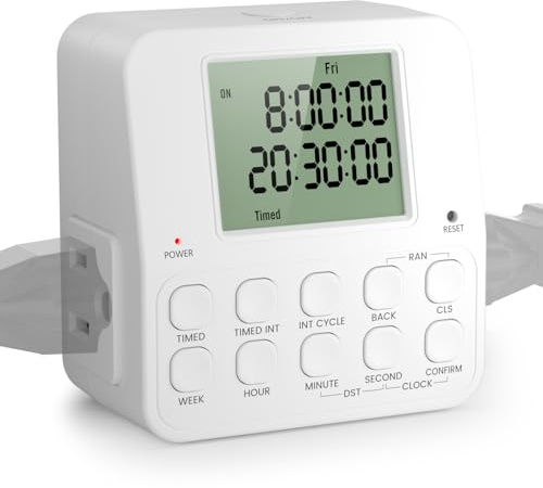 NEARPOW Digital Timer Outlet, Infinite Interval Repeat Cycle Timer Plug, Indoor Timed Interval Cycle Power Switch, 7 Day 24 Hour Daily Programmable Electrical Outlet with 20 ON/Off Programs 15A/1875W