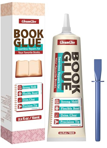 Book Glue, Dries Clear & Flexible BookBinding Repair Adhesive, Acid-Free, Used for Repairing Bookbinding, Envelopes, Postcards, Framing, Collages, Cardboard, Paper Art and Crafts