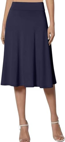 Bad 2 Jupe mi-longue évasée solide et légère pour femme Taille S Hiver