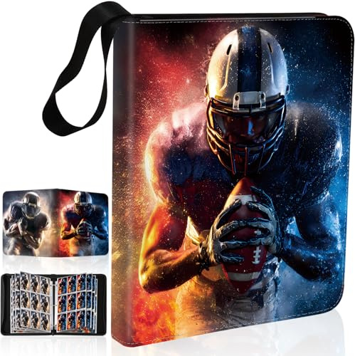 Gbchais 9 Pocket Football Card Binder, Holds 900 Cards with 50 Removable Double-Sided Sleeves, Portable Collection Trading Card Album for Sports Cards, Game Cards, TCG