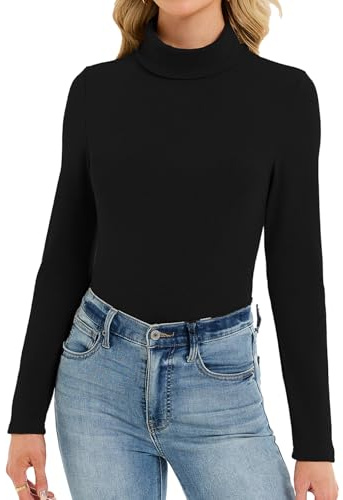 Mcnlyce Rollkragenpullover Damen Rollkragenshirt Langarm Unterziehrolli Dünne Basic Langarmshirt Thermo Oberteile Shirt Rollkragen Eng Kuscheliger Herbst Winter Schwarz M