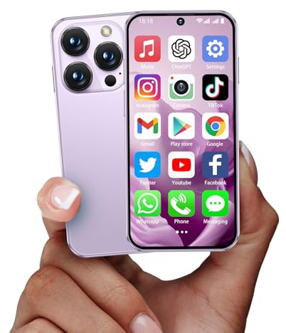 BLKE Mini smartphone 4G sbloccato da 3,9 pollici HD a schermo intero 1950 mAh Android 12, Dual SIM 3 GB + 32 GB, telefono cellulare 4G piccolo al mondo per bambini GPS Face ID - rosa