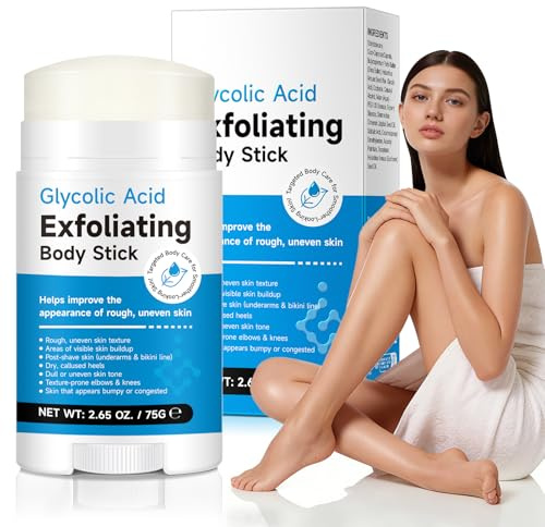 Glykolsäure Peeling Body Stick, A-HA BHA Exfoliant Feuchtigkeitsspendende Creme, Verbessert das Aussehen der ungleichmäßigen rauen Hauttextur, Reduzieren Sie Hühnerhautknollen, Aufhellen und Glätten