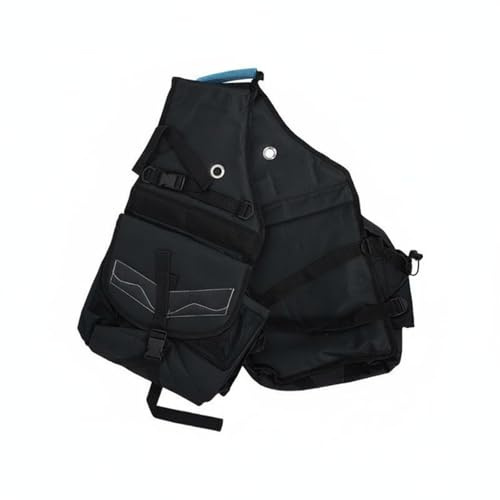 Qianly Sacoche d'Équitation Sac de Selle Cheval Pochette Rangement Fournitures Équestres Montage Stable Toile Renforcée Convient à Entraînement Randonnées Écurie, Noir