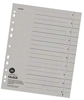 Original Falken 100er Pack Trennblätter. Made in Germany. Aus Recycling-Karton für DIN A4 grau Trennlaschen Trennblätter Ordner Register Kalender Blauer Engel
