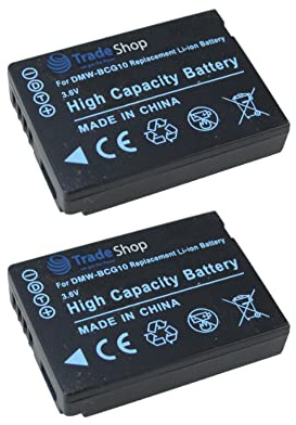 2 x Trade-Shop kamera Li-Ion batteri 1 200 mAh kompatibel med Panasonic Lumix DMC TZ6 TZ7 TZ8 TZ10 TZ65 ZS1 ZS3 ZR1 ZX1 ZX3 DMC-TZ-8 DMC-TZ-10 DMC-TZ-65 DMC-ZS-1 DMC-ZX-1 DMC-ZX-3