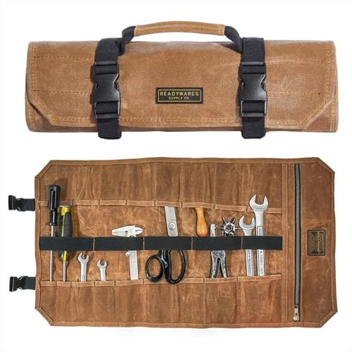 Readywares Tool Roll Bag With 18 Pockets and Pouch with Heavy Duty YKK Zipper