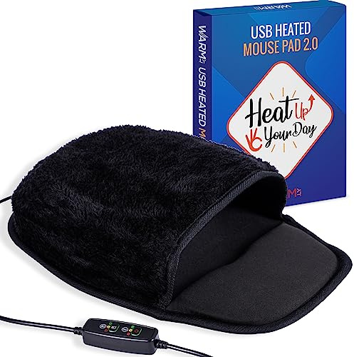 Wolvio Heated Mouse Pad, USB Mouse Hand Warmer, Wrist Rest, 3 Heat Levels