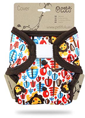 Petit Lulu Größe 2 PUL Überhose (5-16 kg) | Klett | One Size Windelüberhose | Baby Windelhose | Waschbar & Wasserdicht | Stoffwindeln | Hergestellt in EU (Dschungelkönig)