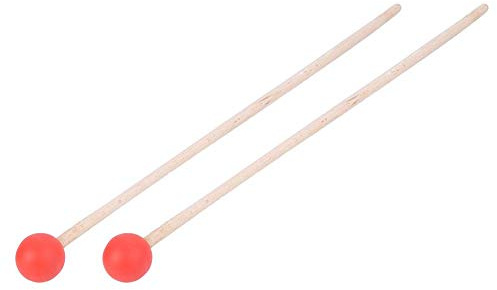 2pcs bâtons de caisse claire, feutre maillet marteau pilons baguettes en bois d'érable pour xylophone/timbales/caisses claires(rouge)