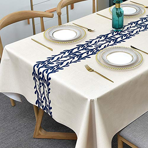 Plenmor Wachstuchtischdecke Plastik Tischdecke Wetterfest, Wachstischdecke Table Cloth Waterproof Wachstuch Tischdecke Rechteckig für Küchen, Party, Tischtuch Outdoor(0-Rattan, 137 x 185 cm)