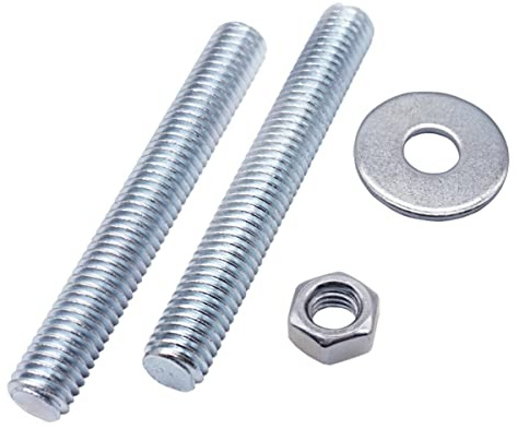 Confezione da 10 viti completamente filettate M8 x 60 mm con dadi esagonali e rondelle, perno DIN 796-1 (10, M8 x 60 mm)