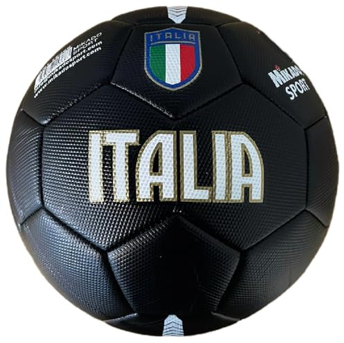 Mikado Sport Pallone da Calcio Modello Italia. Nero. Palla Realizzata in HF PVC. Adulti Ragazzi e Bambini (Misura 5 - Grande)