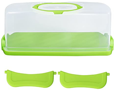Bppyvct 1Pc Portable Bread Box with Handle Transparent Lid Loaf Cake Storage Carrier for Pastries, Donuts, Bread Rolls, Buns or Baguettes (Green)