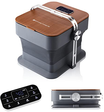 Medivon Aqua Pro Wasser-Fußmassagegerät, Sprudelmassage, Ozonierungsfunktion, Infrarottherapie, Fußbad mit Rollenmassage, platzsparend faltbar - braun