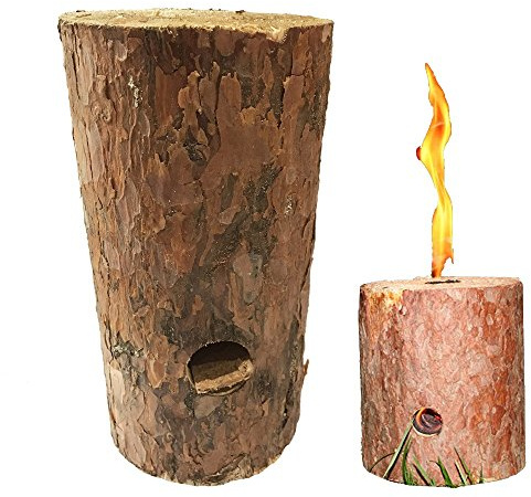 Mon Mobilier Design Lot de 1 Feu suédois bûche suédoise Bois Bougie de Jardin